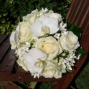 Wedding bouquet of striking white Avalanche roses