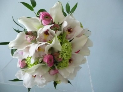 Beautiful wedding bouquet of lightly scented cream peonies, pale pink ‘Sweet Spring hand tied bridal bouquet
