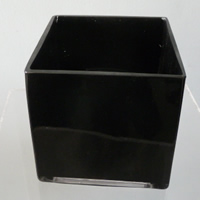 Black cube vase - 15cm