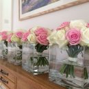 Contemporary vases of roses