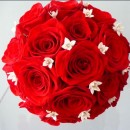 Red and white wedding bouquet