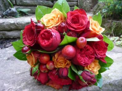 Wedding bouquet of red roses