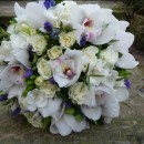 Hand tied bridal bouquet of scented spring flowers.