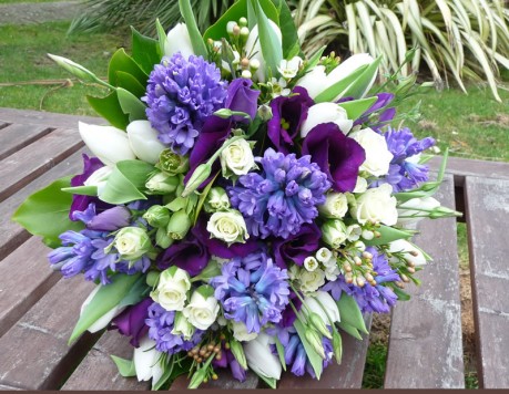 Blue spring hand tied bouquet.